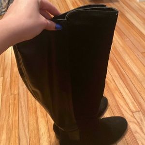 Women’s Time and Tru Black Felt and Leather Knee High Boots